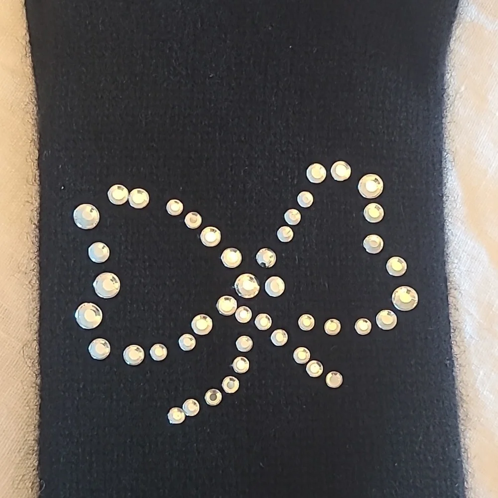 Sofia Cashmere Stud Bow Cashmere Gloves Black